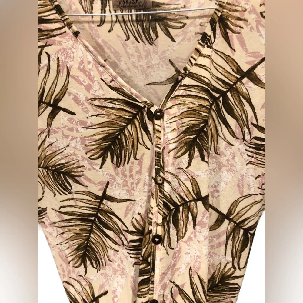 Lavish Size Large tie & button detail blouse coastal summer style cape sleeve - Picture 5 of 14